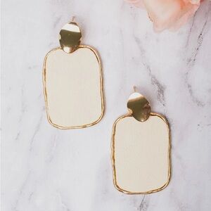 Modern Geometric Gold and Cream Earrings